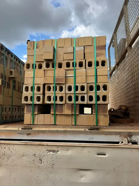 Granite bricks delivered and stacked at a customer site in Harare